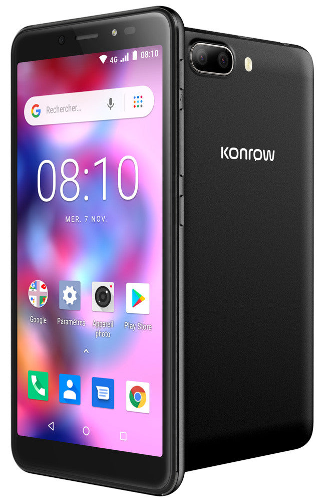 Konrow Easy 55 - Android 8.1 - 4G - Schermo 5.34'' - Dual SIM - 8 GB, 1 GB RAM - Nero