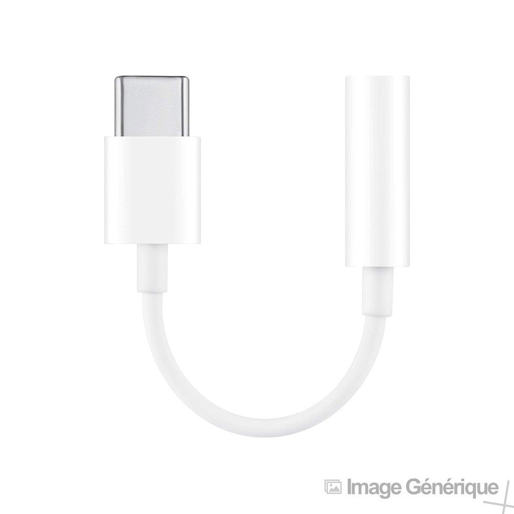 USB Type-C Adapter (9 mm Long Tip) to 3.5 mm Jack - White (Bulk)