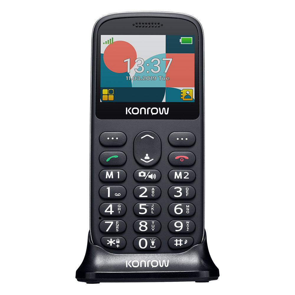 Konrow Senior 231 - Schermo 2.31'' - Dual SIM - Nero (dock di ricarica incluso)