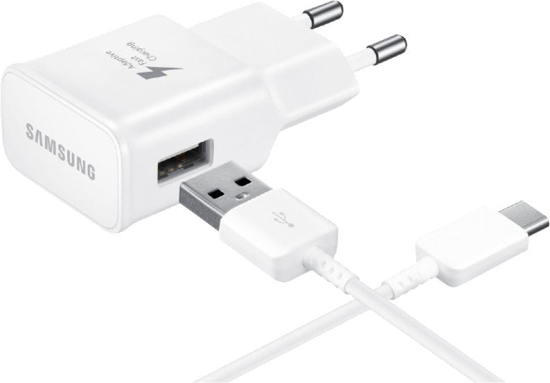 Samsung EP-TA20EWECG - Complete Mains Charger - 2A Fast Charge Adapter & USB Type-C Cable - White (Original Packaging)