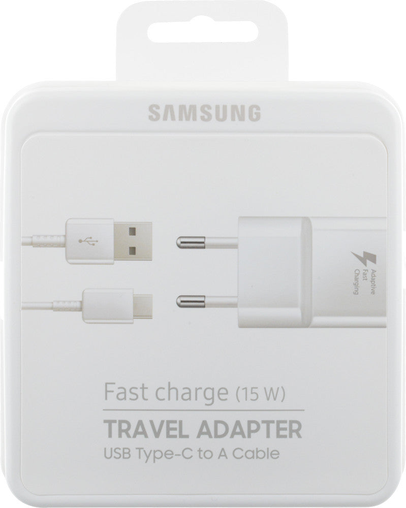 Samsung EP-TA20EWECG - Complete mains charger - Fast Charge 2A adapter & USB Type-C cable - White (Original packaging)