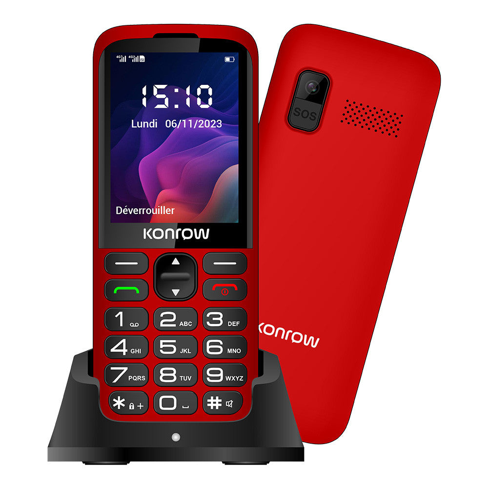 Konrow Senior 280 Next 4G (2.8'' - Dual SIM - Con base de carga) Rojo