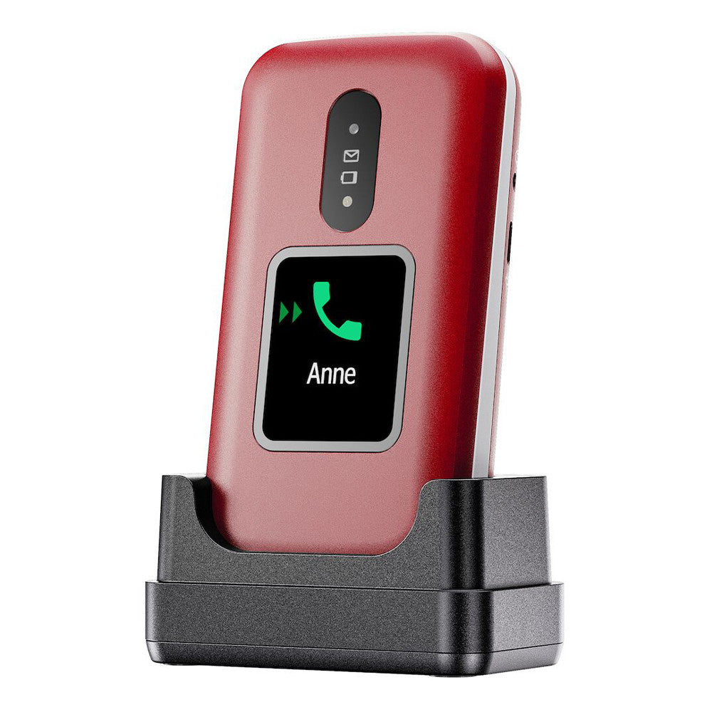 Doro 2880 4G (Flip phone with charging dock, dual display) Red / White