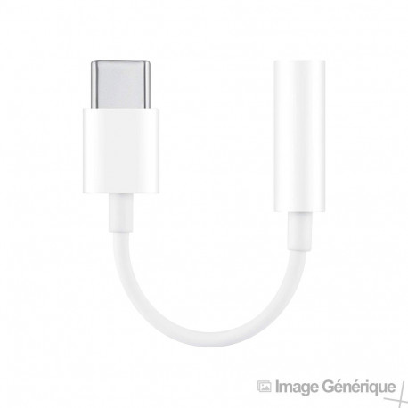 Adaptateur USB Type-C (Embout Long de 9mm) vers Jack 3.5mm - Blanc (En Vrac)