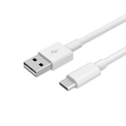 Câble Data USB Type C - 1m, Embout long de 9mm - Blanc (En Vrac)