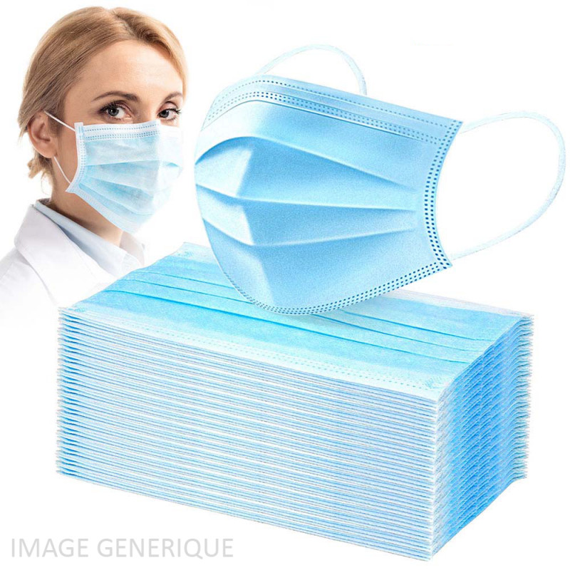 Grossiste Générique - Pack de 50 Masques 3 Plis - Norme EN14683