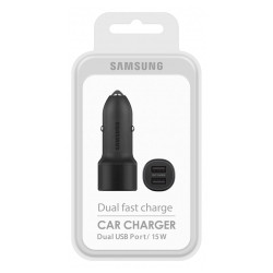 Samsung EP-L1100NBEGWW - Adaptateur Allume Cigare - 2 Ports USB - 15W, Fast Charge, Noir (Emballage Original)