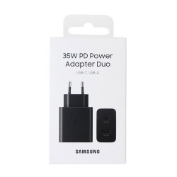 Samsung EP-TA220NBEGEU - Adaptateur Secteur Duo USB Type C & USB A - 35W, Noir (Emballage Original)