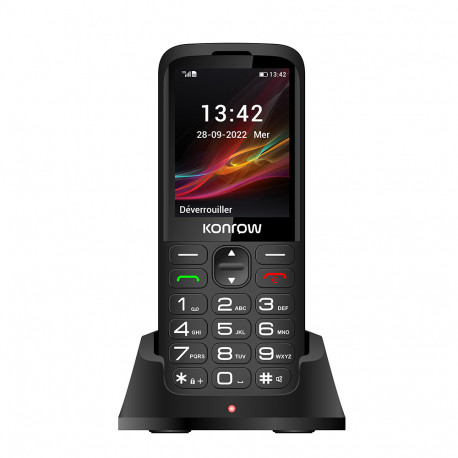 Konrow Senior 280 (Écran 2.8'' - Double Sim - Avec Station de charge) Noir