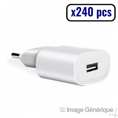 Adaptateur Secteur USB Universel - 1.5A - Charge rapide - Blanc (carton de 240 pcs) - En vrac