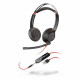 Poly Blackwire 5220 Wired Headphones - (Stereo - USB-A - 3.5 mm Jack, Remote Control) Black