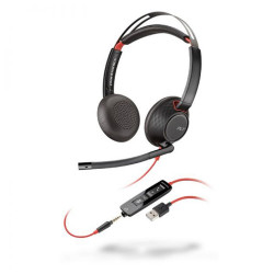 Poly Blackwire 5220 bekabelde hoofdtelefoon - (stereo - USB-A - 3,5 mm-aansluiting, afstandsbediening) zwart
