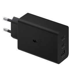 Samsung EP-T6530NBEGEU - Adaptateur Secteur Trio 2 x USB Type-C & 1 x USB-A (65W - Noir) Emballage Original