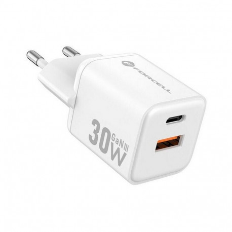 Forcell - 2-Port Wall Charger (Type A and Type C Ports, 20W, White) Original Packaging