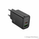 Hoco - 2-Port Wall Charger (Type A and Type C Port, 20W, Black) Original Packaging