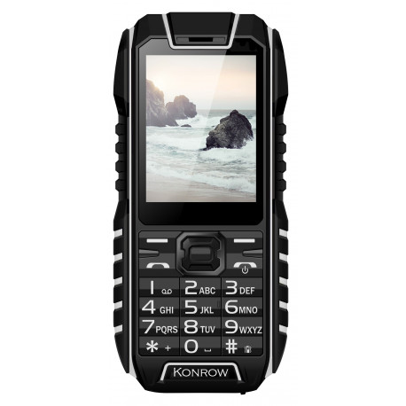 Konrow Stone Schokbestendige Telefoon - 2.4'' - Zwart/Wit