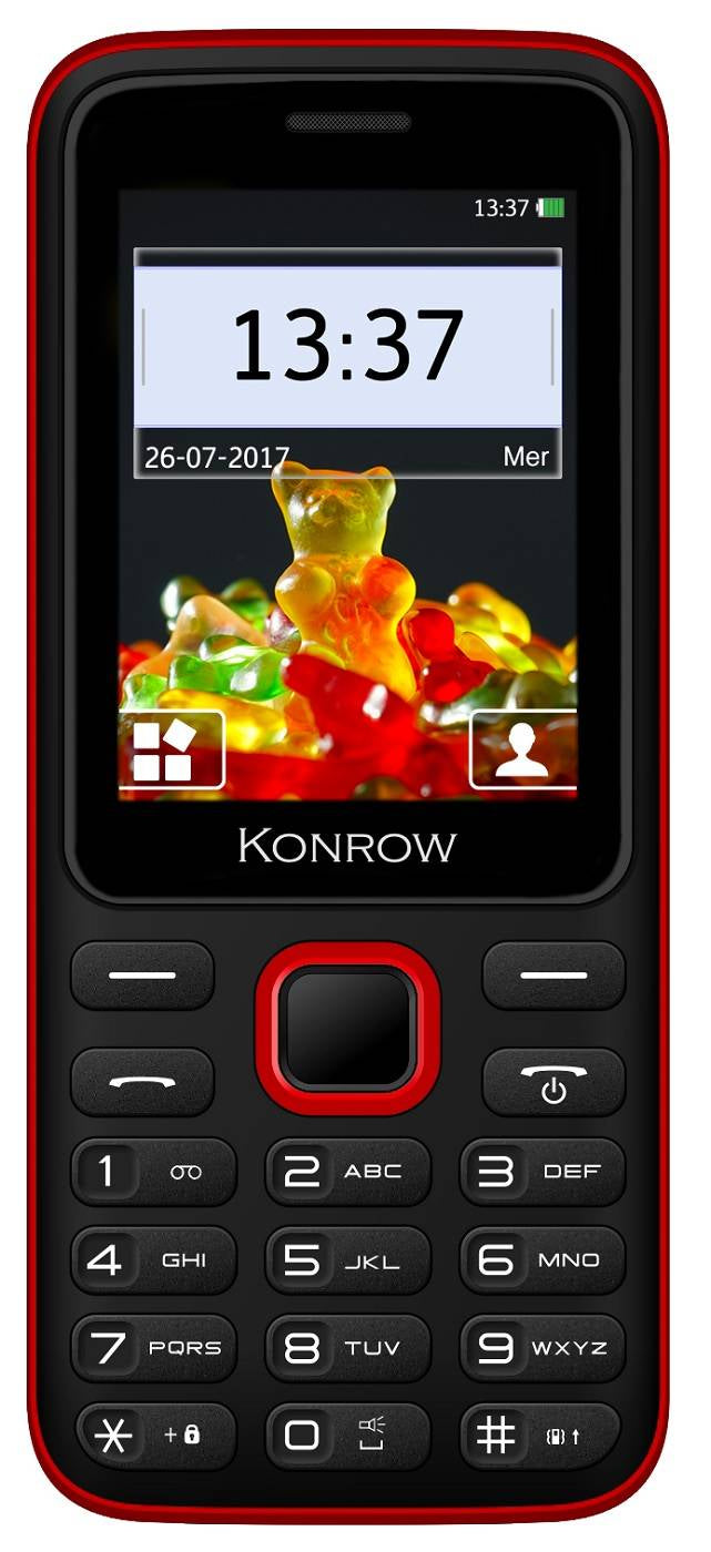 Konrow Sweet – kompakt – 2,4-Zoll-Display – Dual-SIM – UKW-Radio – Schwarz / Rot