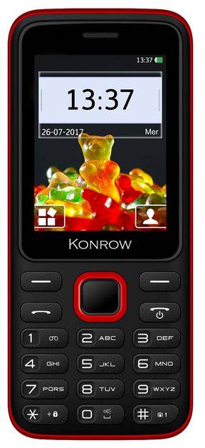 Konrow Sweet – kompakt – 2,4-Zoll-Display – Dual-SIM – UKW-Radio – Schwarz / Rot