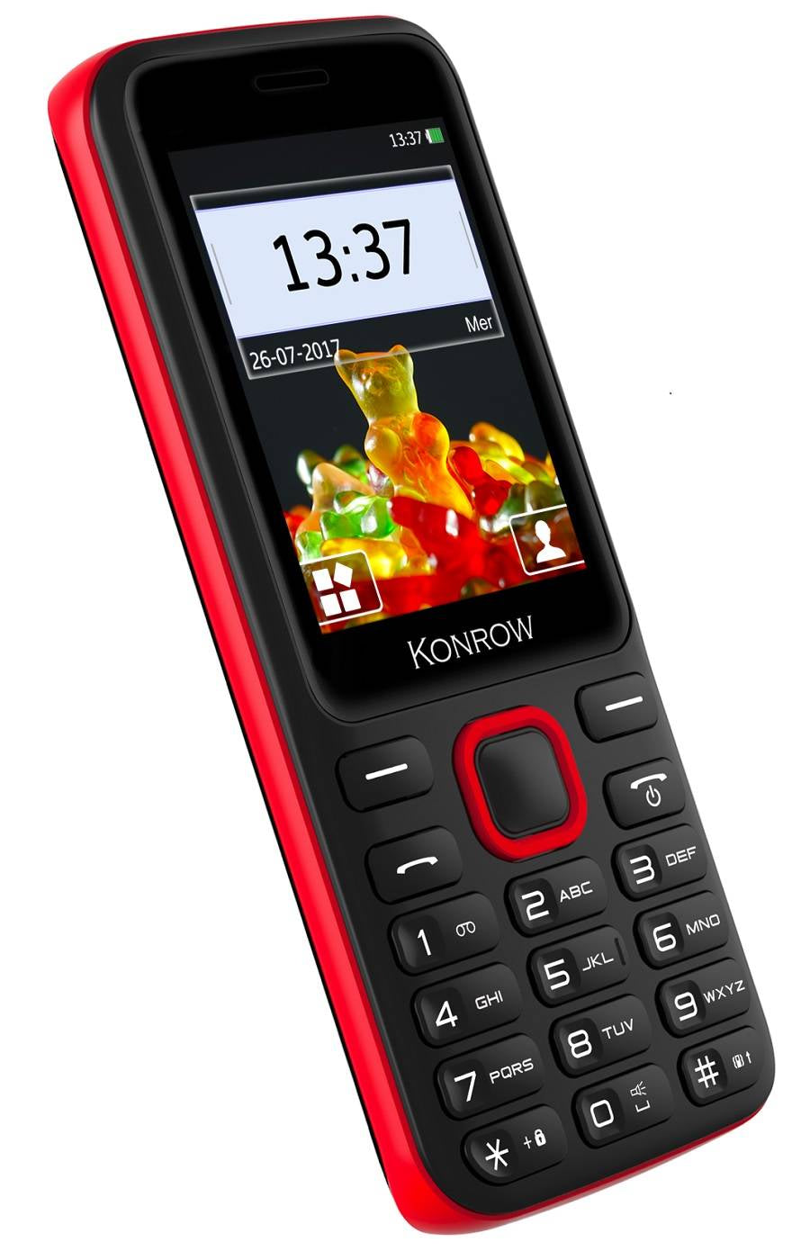Konrow Sweet – kompakt – 2,4-Zoll-Display – Dual-SIM – UKW-Radio – Schwarz / Rot