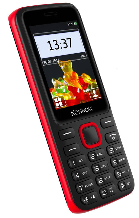 Konrow Sweet – kompakt – 2,4-Zoll-Display – Dual-SIM – UKW-Radio – Schwarz / Rot