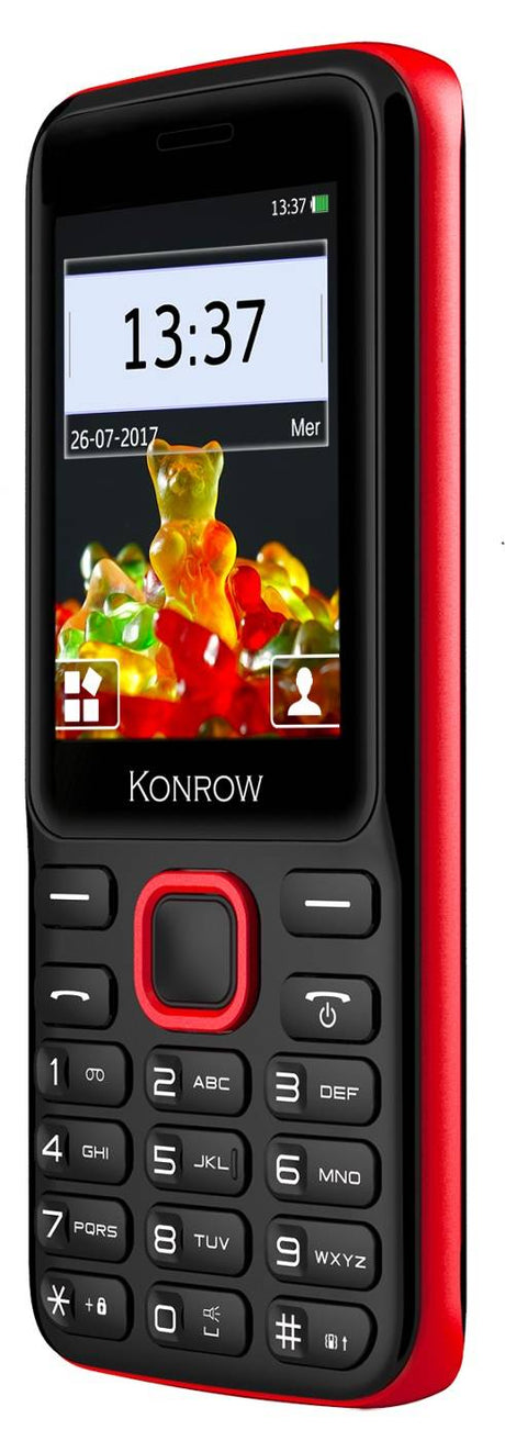 Konrow Sweet – kompakt – 2,4-Zoll-Display – Dual-SIM – UKW-Radio – Schwarz / Rot