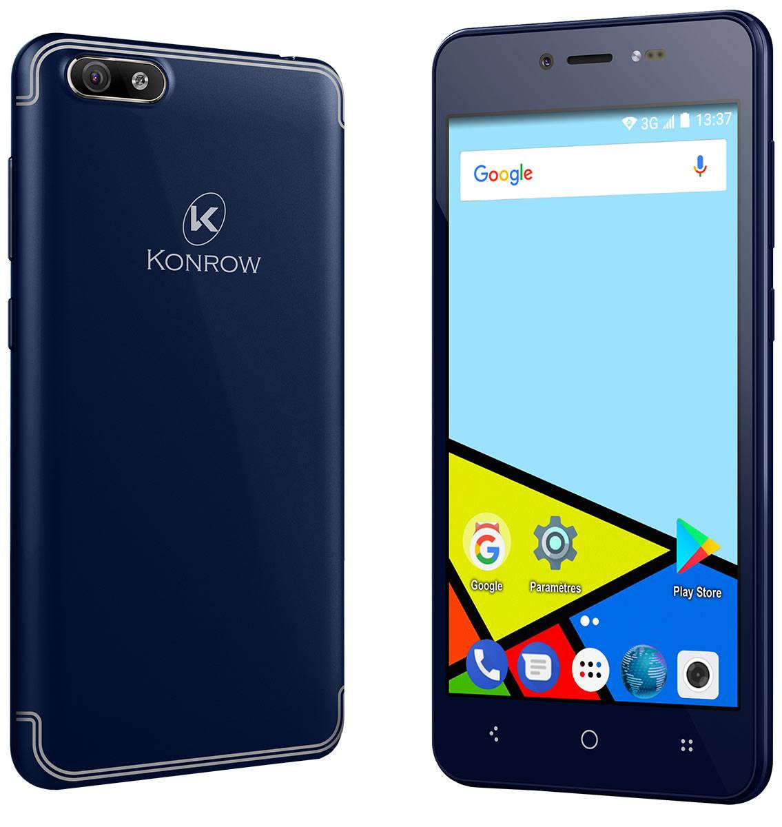 Konrow Easy Feel - Smartphone Android - 4G - Ecran 5'' - Double Sim - 16Go, 1Go RAM - Bleu