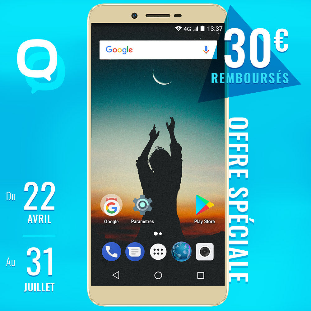 Konrow Sky - Smartphone Android - 4G - Écran 5.5'' - Double Sim - 16Go, 2Go RAM - Or