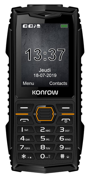 Konrow Stone Plus - Teléfono resistente certificado IP68 - 2.4'' - Doble SIM - Negro