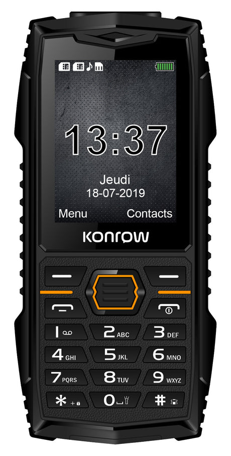 Konrow Stone Plus - Téléphone Antichoc Certifié IP68 - 2.4'' - Double Sim - Noir
