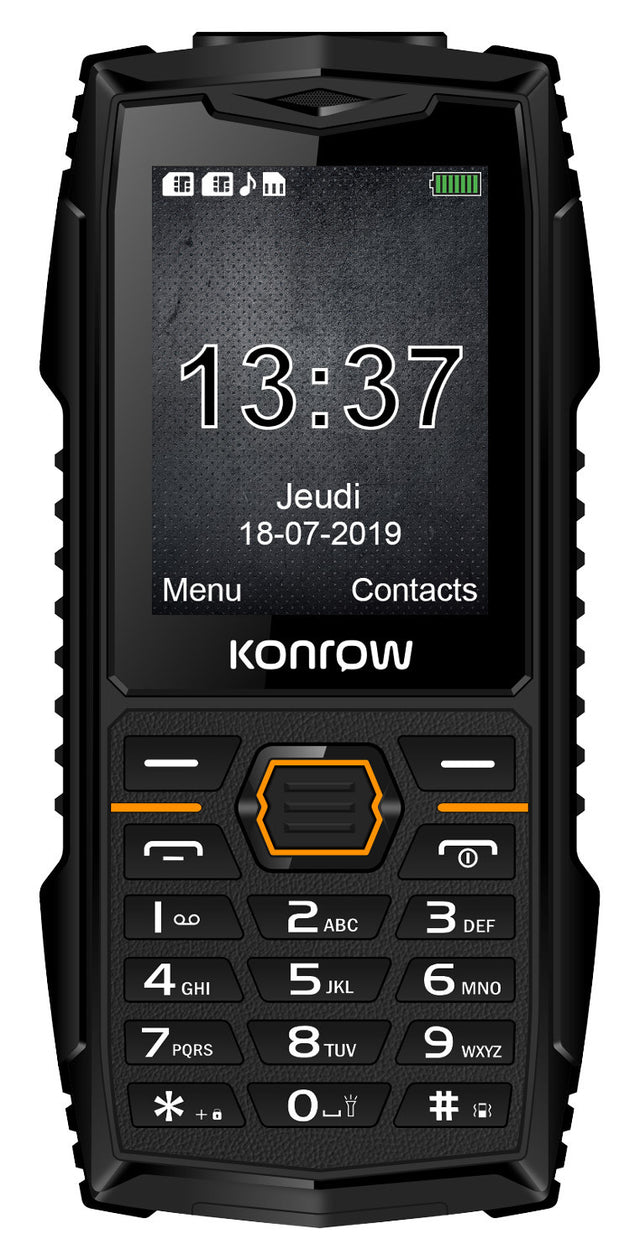 Konrow Stone Plus - Teléfono resistente certificado IP68 - 2.4'' - Doble SIM - Negro