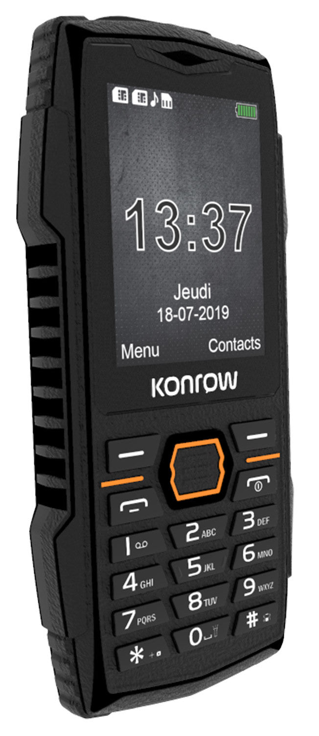 Konrow Stone Plus - Teléfono resistente certificado IP68 - 2.4'' - Doble SIM - Negro