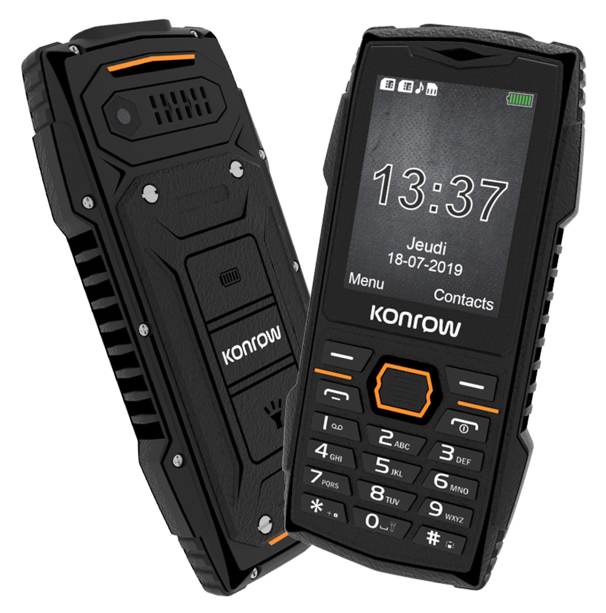 Konrow Stone Plus - Teléfono resistente certificado IP68 - 2.4'' - Doble SIM - Negro
