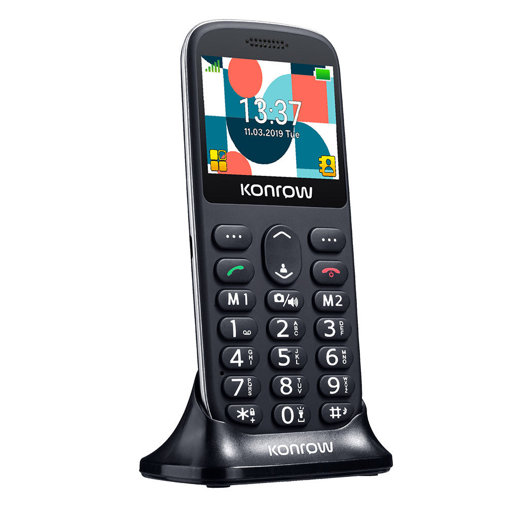 Konrow Senior 231 - Schermo 2.31'' - Dual SIM - Nero (dock di ricarica incluso)