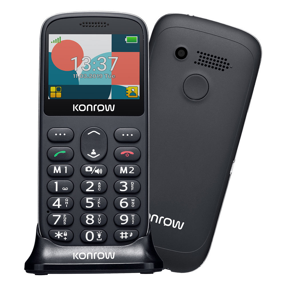 Konrow Senior 231 - Schermo 2.31'' - Dual SIM - Nero (dock di ricarica incluso)