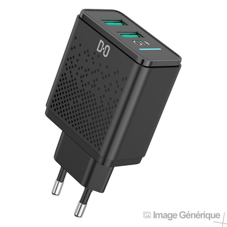 Adattatore da rete universale a 2 porte USB - 2.4A, Fast Charge, Nero (Compatibile, Blister)