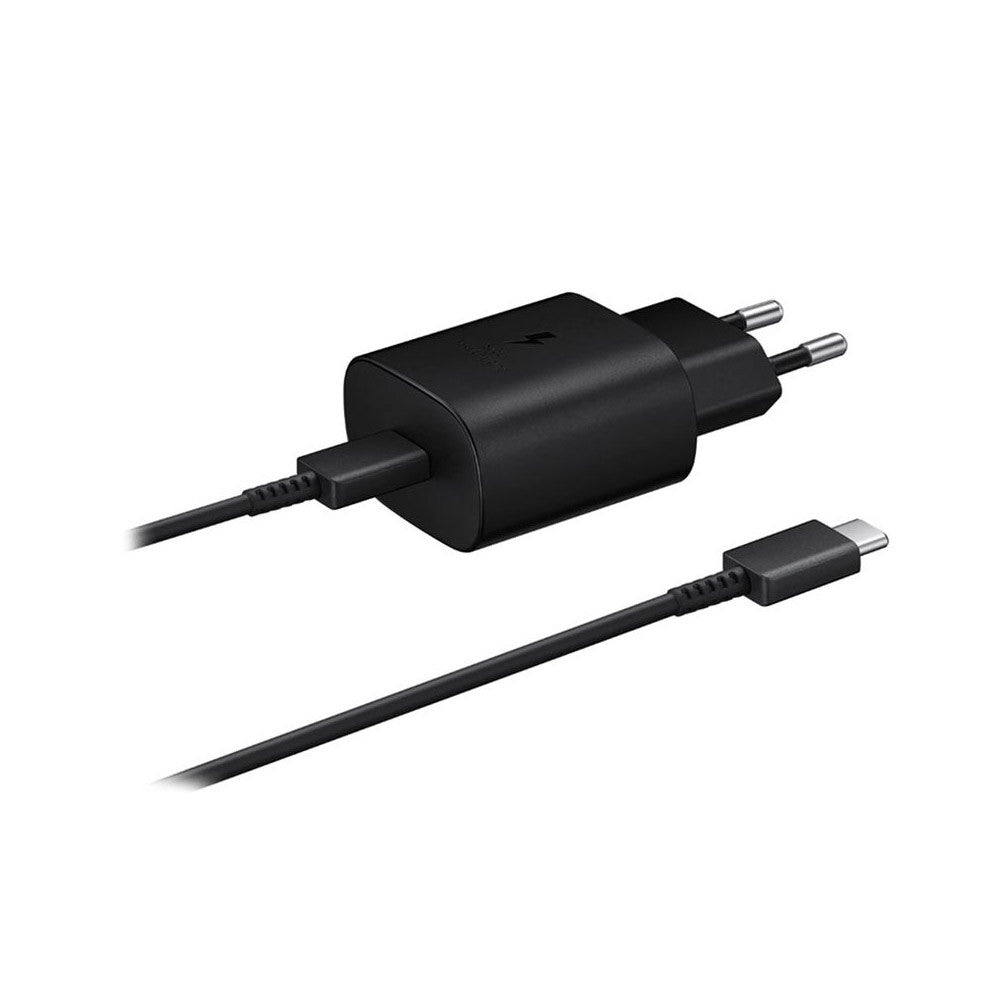 Samsung EP-TA800XBEGWW - Chargeur Secteur, Adaptateur USB Type C Fast Charge 25W & Câble USB Type C - Noir (Emballage Original)
