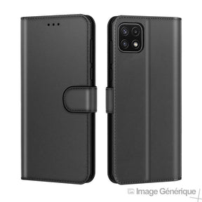 Funda con Tapa de Polipiel para Samsung Galaxy A22 5G - Negro (A Granel)