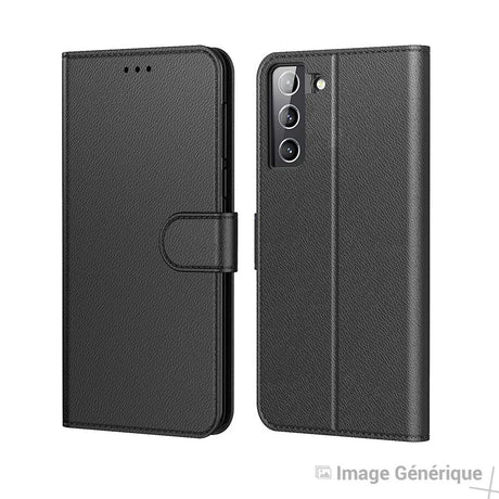 Faux Leather Flip Case for Samsung Galaxy S22 - Black (Bulk)