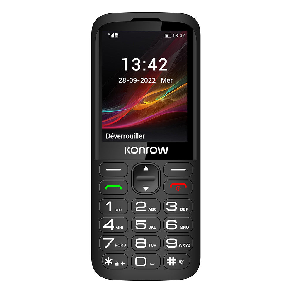Konrow Senior 280 (Display 2,8'' - Dual-SIM - Mit Ladestation) Schwarz