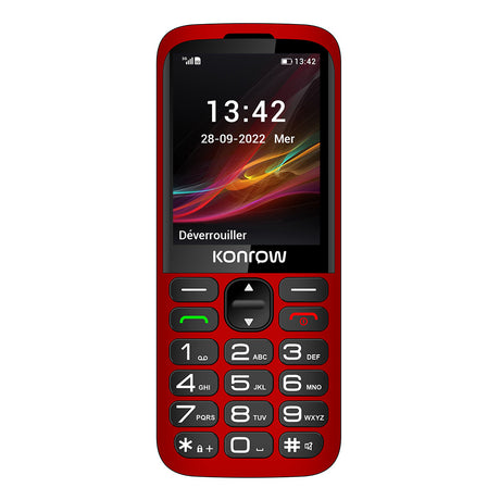 Konrow Senior 280 (2,8''-Display – Dual-SIM – mit Ladestation) Rot