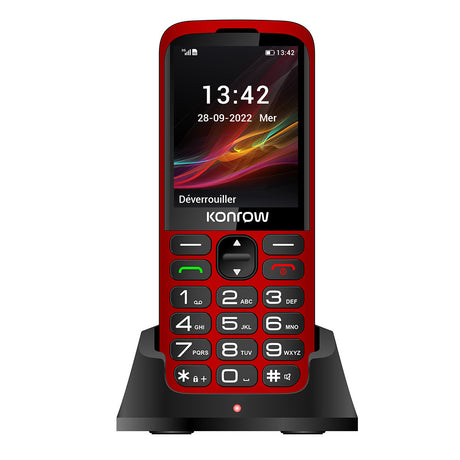Konrow Senior 280 (2.8''-Display - Dual-SIM - Mit Ladestation) Rot