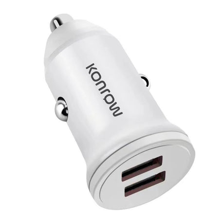 Konrow KCC12AAW - Adattatore accendisigari 2 porte USB - Ricarica rapida 12W, bianco (compatibile, blister)