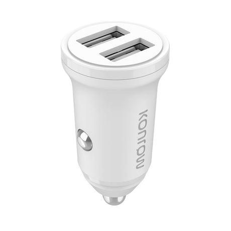 Konrow KCC12AAW - Adattatore accendisigari 2 porte USB - Ricarica rapida 12W, bianco (compatibile, blister)