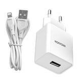 Konrow KK12AATL - Chargeur Secteur Complet (Adaptateur USB 12W & Câble Lightning détachable, 1m) Blanc (Compatible, Blister)