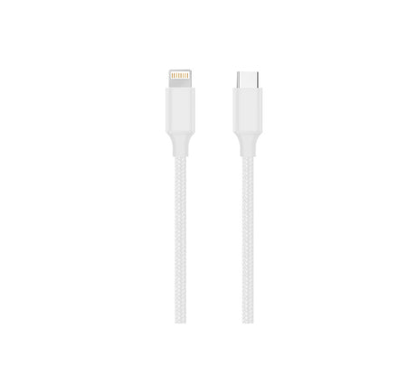 Konrow KCCTLNPDW1 - Câble USB Lightning vers Type C (1 M - 3A - Nylon Tressé)) - Blanc (Compatible, Blister)