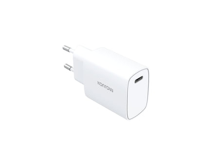 Konrow KC20CW - Adaptateur Secteur USB Type C - Charge rapide 20W, Blanc (Compatible, Blister)