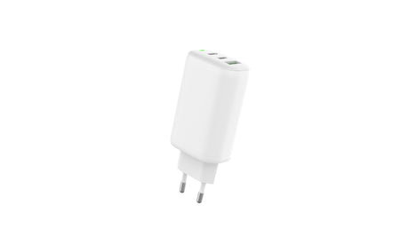 Konrow KC65ACCW - Adaptateur Secteur 3 Ports ( 1 Port Type A & 2 Ports Type C ) Charge rapide 65W, Blanc (Compatible, Blister)