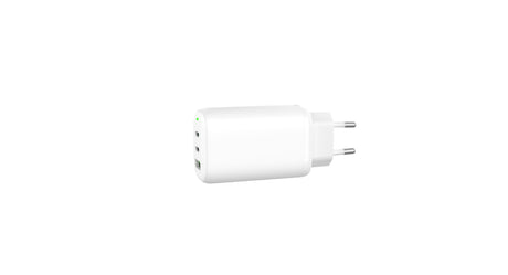 Konrow KC65ACCW - Adaptateur Secteur 3 Ports ( 1 Port Type A & 2 Ports Type C ) Charge rapide 65W, Blanc (Compatible, Blister)
