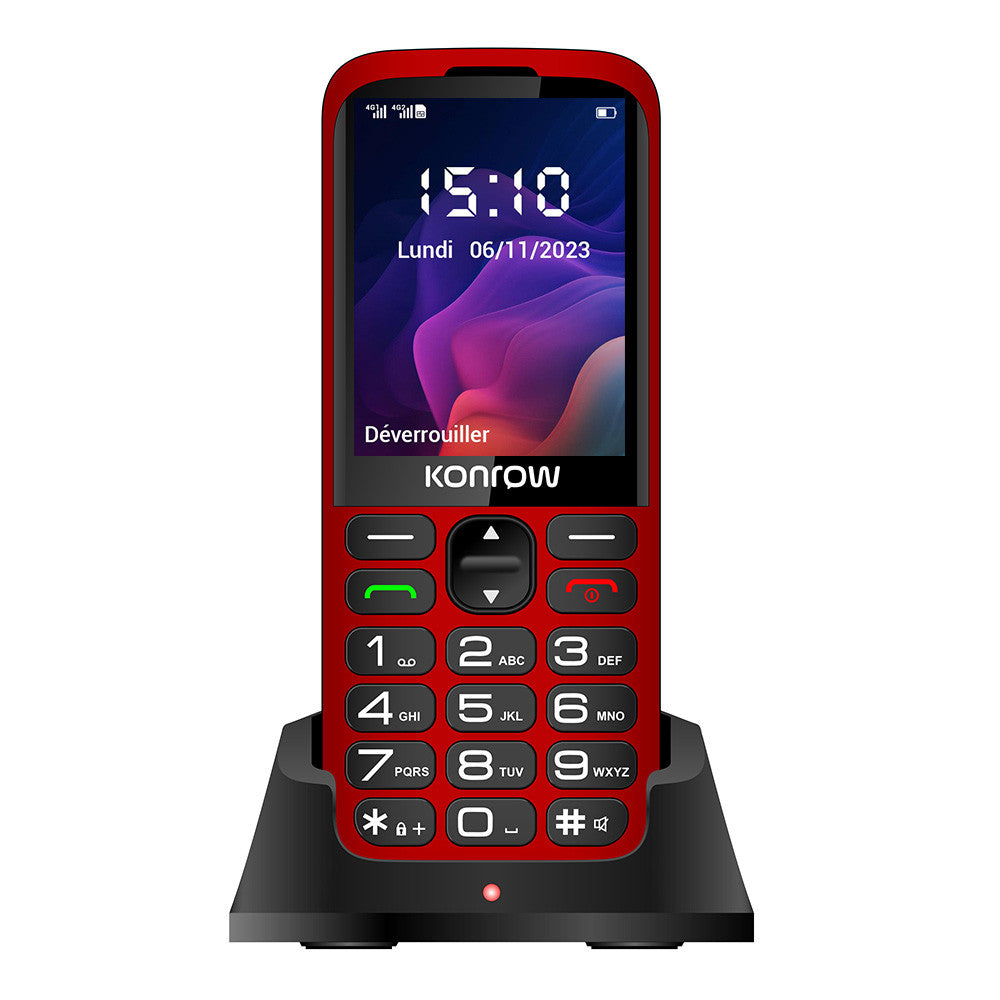 Konrow Senior 280 Next 4G (2.8'' - Dual SIM - Con base de carga) Rojo