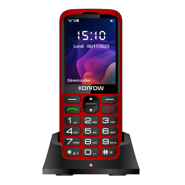 Konrow Senior 280 Next 4G (2.8'' - Dual SIM - Con base de carga) Rojo